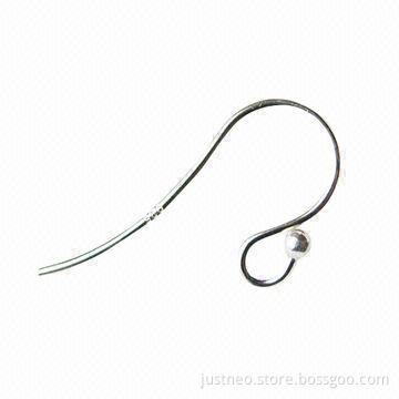 Solid 925 sterling silver fishhook ear wire earring hooks with a soldered ball